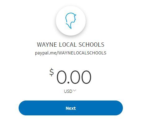 PayPal Donate screen for Wayne Local